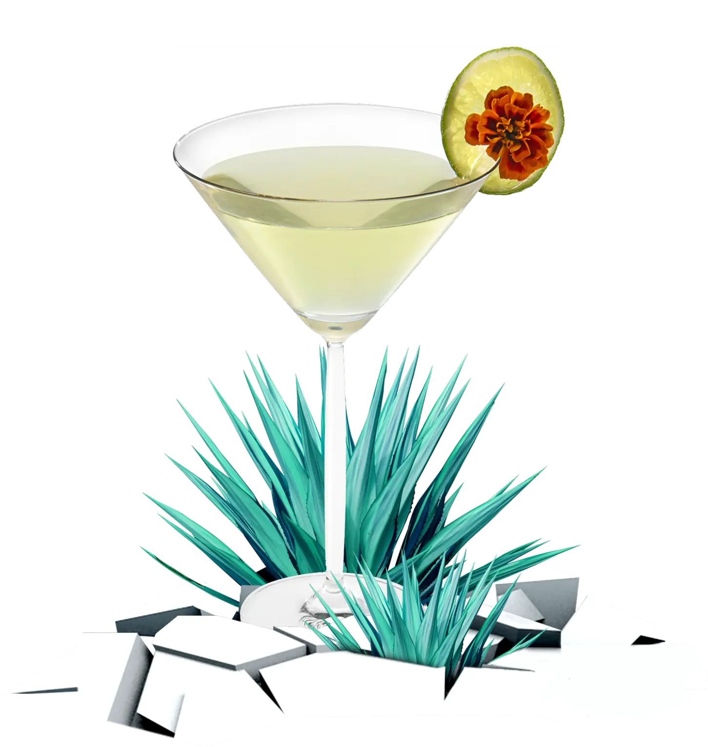 martini glass of creyente mezcalita